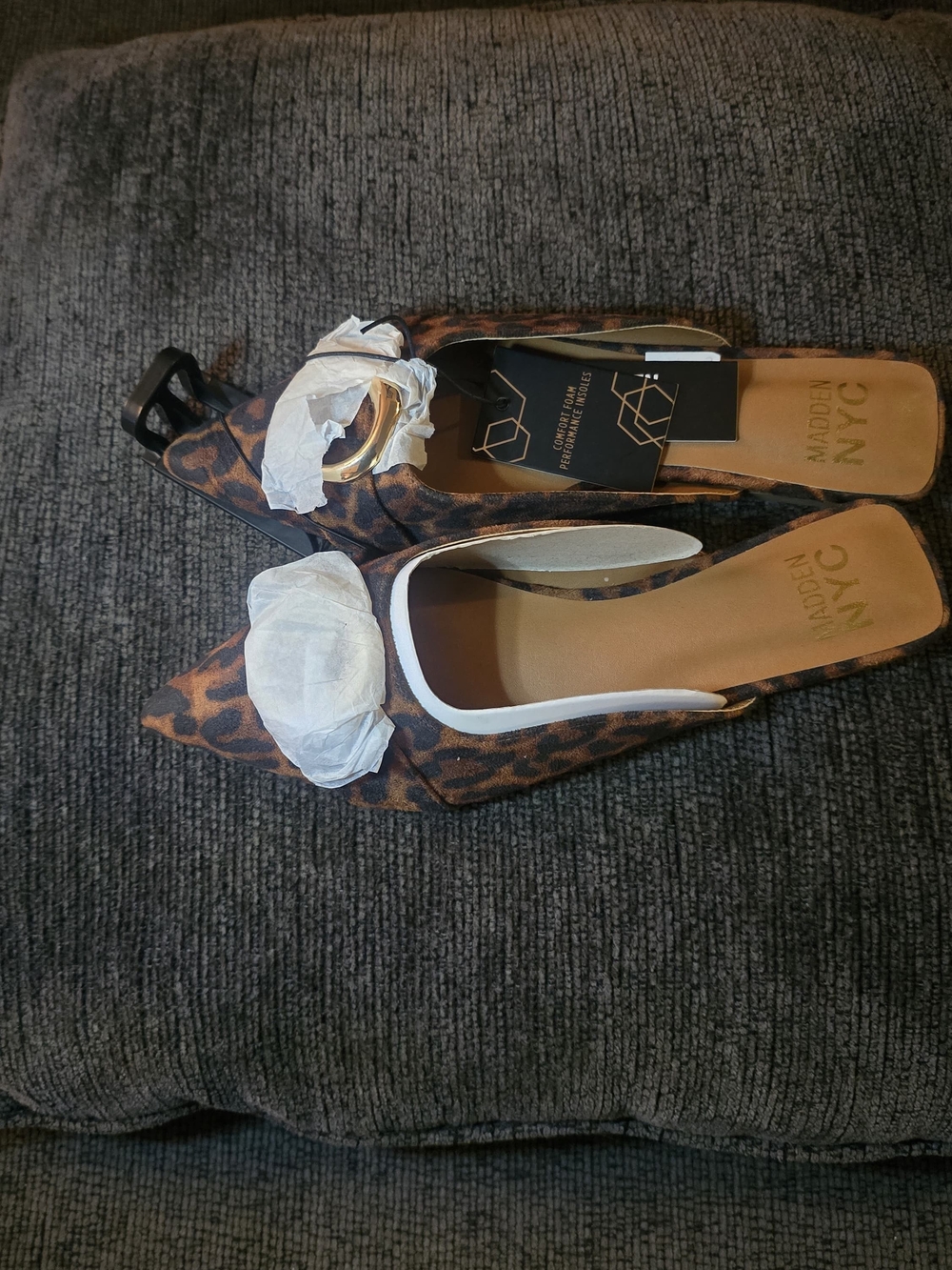 Madden NYC Leopard Print Pointed Toe Mules - Brown SIZE 7 - Picture 3 of 5
